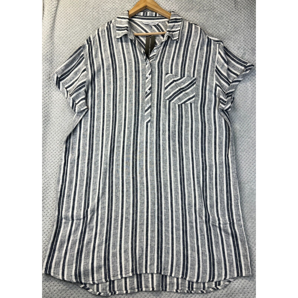 New Adrienne Vittadini Womens Linen Shirt Dress XXL Boho Cottagecore Minimalist - Picture 8 of 16